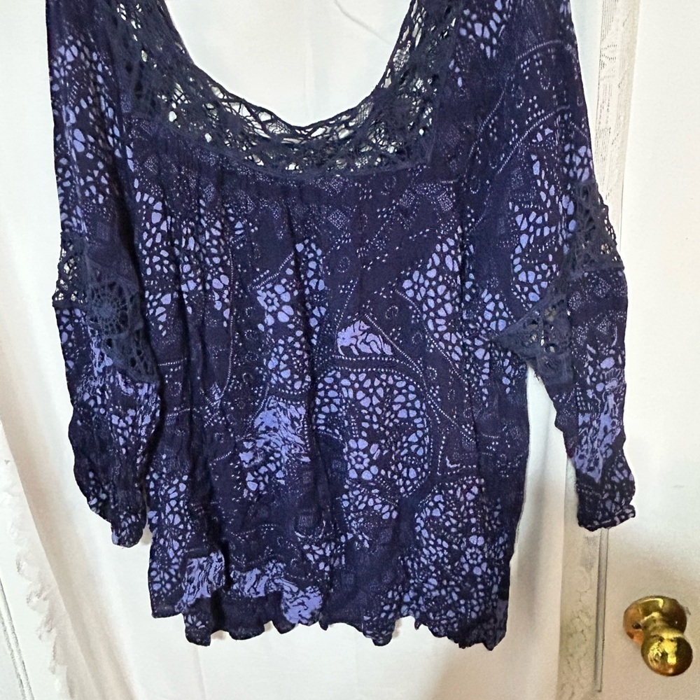 Dex Women's Lace Accent Blouse - Dark Purple-2X-new or like new - Picture 4 of 11